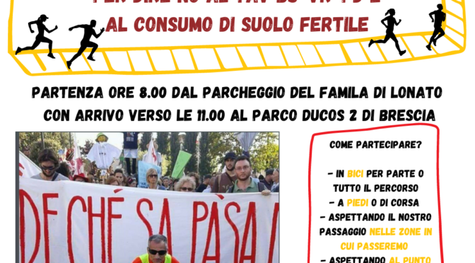 30 AGOSTO PARTECIPIA ANCHE TU ALLA CORSA PER LA VITA CONTRO IL TAV e PER LA DIFESA DELLA NOSTRA TERRA!